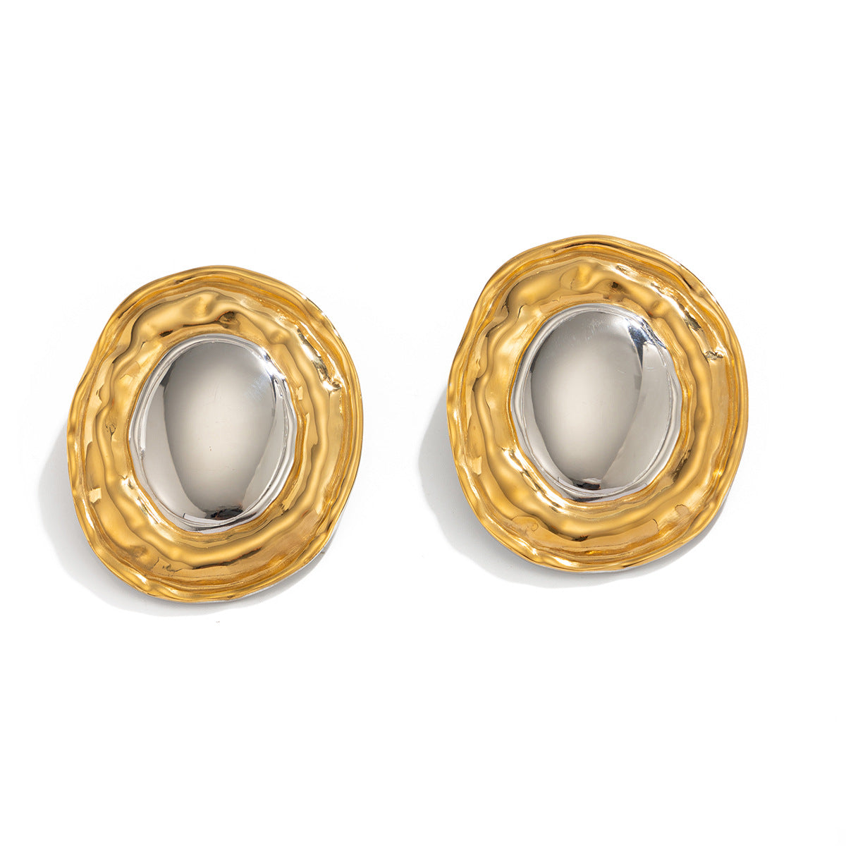 Luxury Geometric Round Oval Stainless Steel PVD Earrings