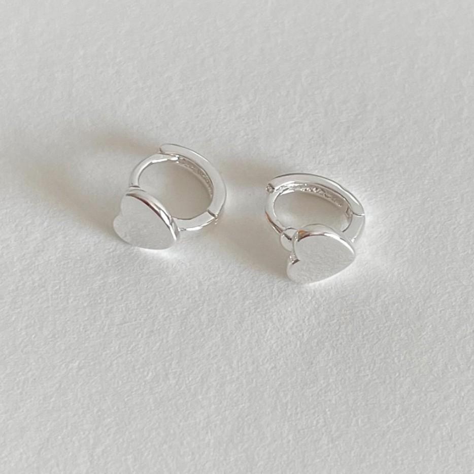 Minimalist Heart-Shaped 925 Sterling Silver Stud Earrings for Women with Handcrafted Finish