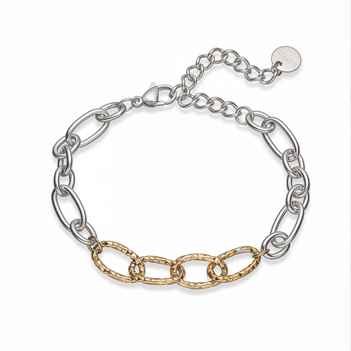 Minimalist 18K Gold Plated Stainless Steel Heart Geometric Bracelet for Women