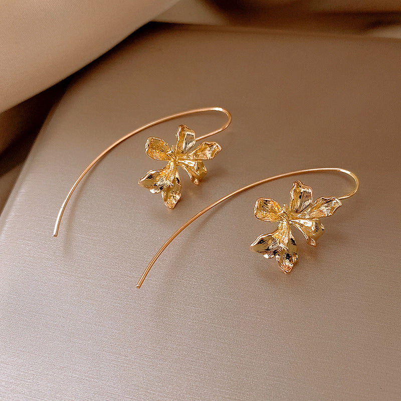 Pendientes Chic de Flor de Iris en Aleación con Acabado Galvanizado para Mujer Joyería de Moda Elegante y Ligera