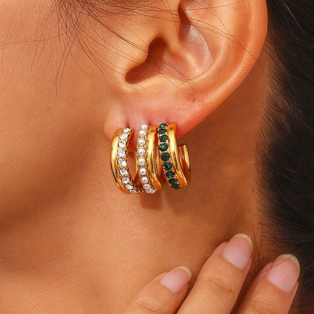 Minimalist Luxe Bamboo-Textured Stainless Steel Hoop Earrings with 18K Gold Plating for Women
