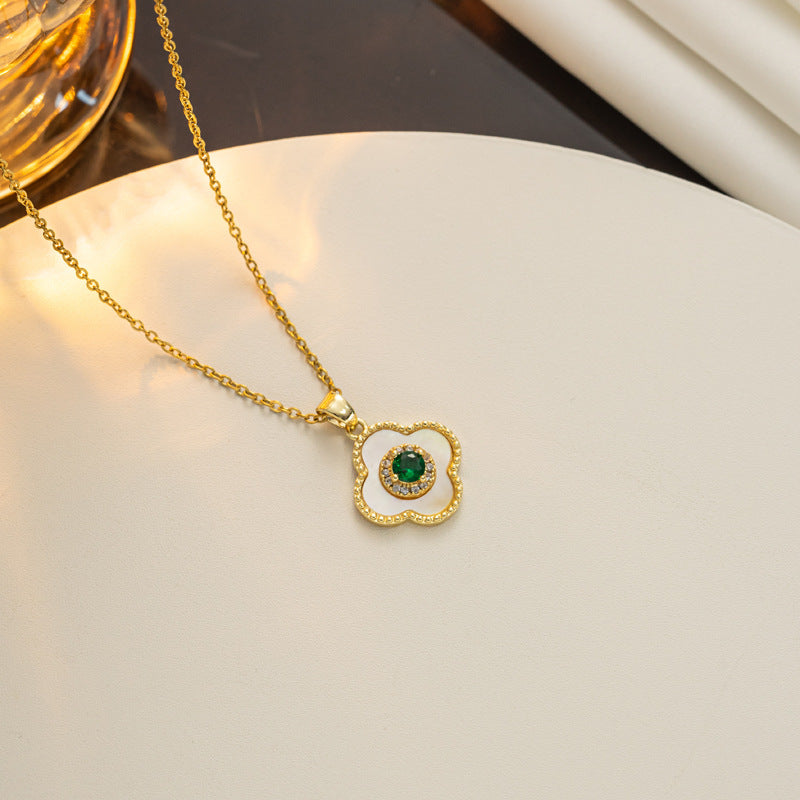 Collana Minimalista con Ciondolo a Cuore, Fiocchi e Strass in Acciaio al Titanio Placcato su Catena a O