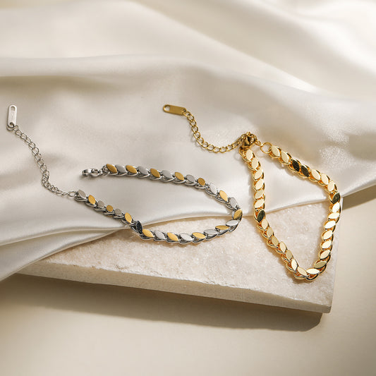 Pulsera geométrica vintage de acero inoxidable para mujer con baño de oro de 18K, diseño irregular, accesorio de moda para el día a día