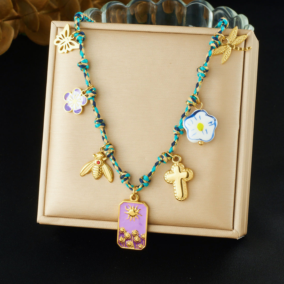 Sweet Bohemian Gold Plated Stainless Steel Geometric Star Charm Bar Necklace for Women