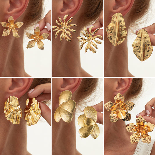 Minimalist Botanical Leaf Earrings for Women with Alloy Base and Electroplated Finish