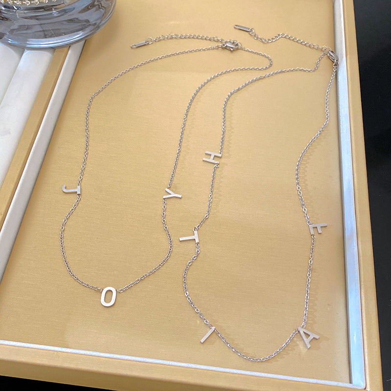 Elegant Letter Geometric Titanium Steel Plated Necklace for Women