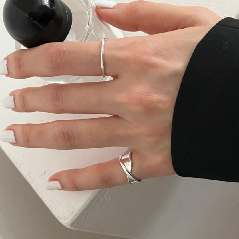 Anillo de plata de ley 925 con forma de corazón plegado irregular para mujer, joyería minimalista llamativa