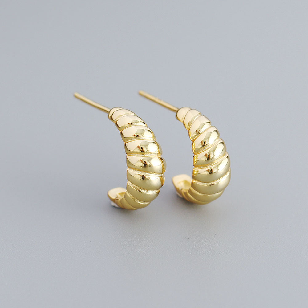 Geometric S925 Sterling Silver Stud Earrings for Women with Plated Finish — Minimalist Fashion-Forward Ear Jewelry