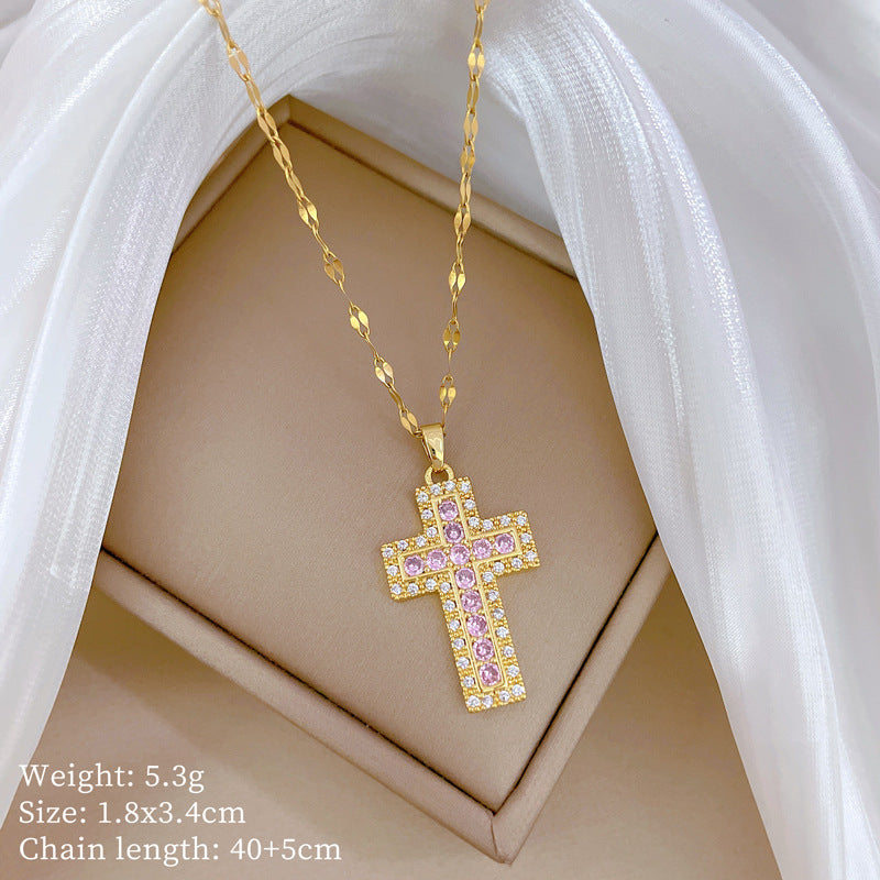 Collana Geometrica con Cielo Stellato da Donna con Strass Micro-Incastonati in Acciaio al Titanio, Stile Dolce, Fresco e Minimalista
