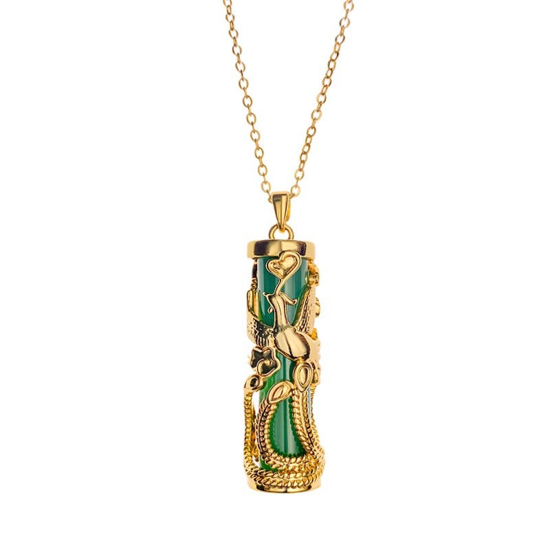 Collana Pendente Fenice Floreale Irregolare dal Design Originale in Acciaio Titanio Placcato Oro per Donna Unisex Minimalista Ciondolo a Medaglione Regalo