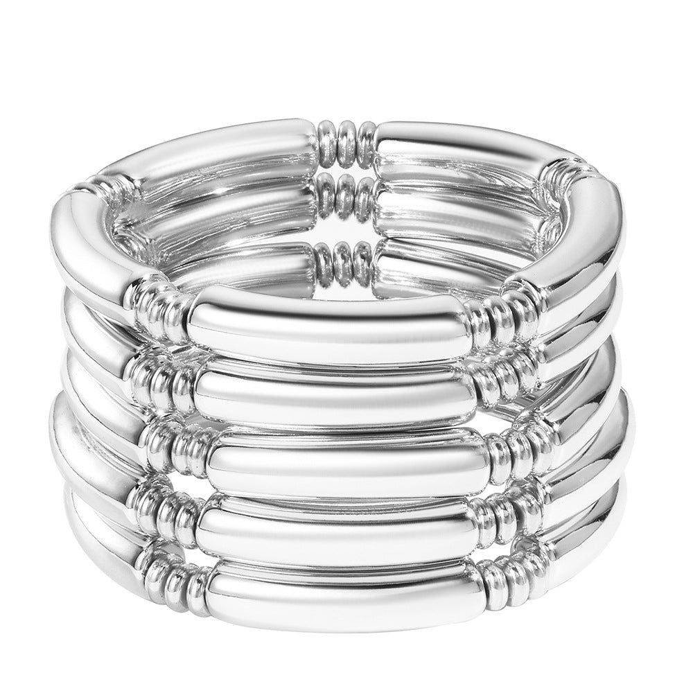 Geometric CCB Beaded Bamboo Bracelet Set for Women