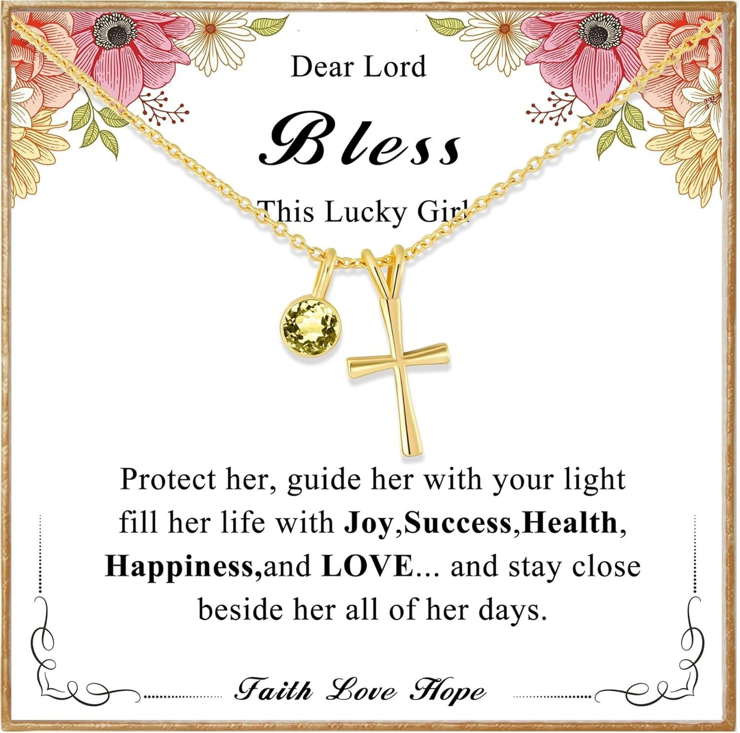 Sweet Geometric Cross Stainless Steel Pendant Brass Plated Necklace for Women