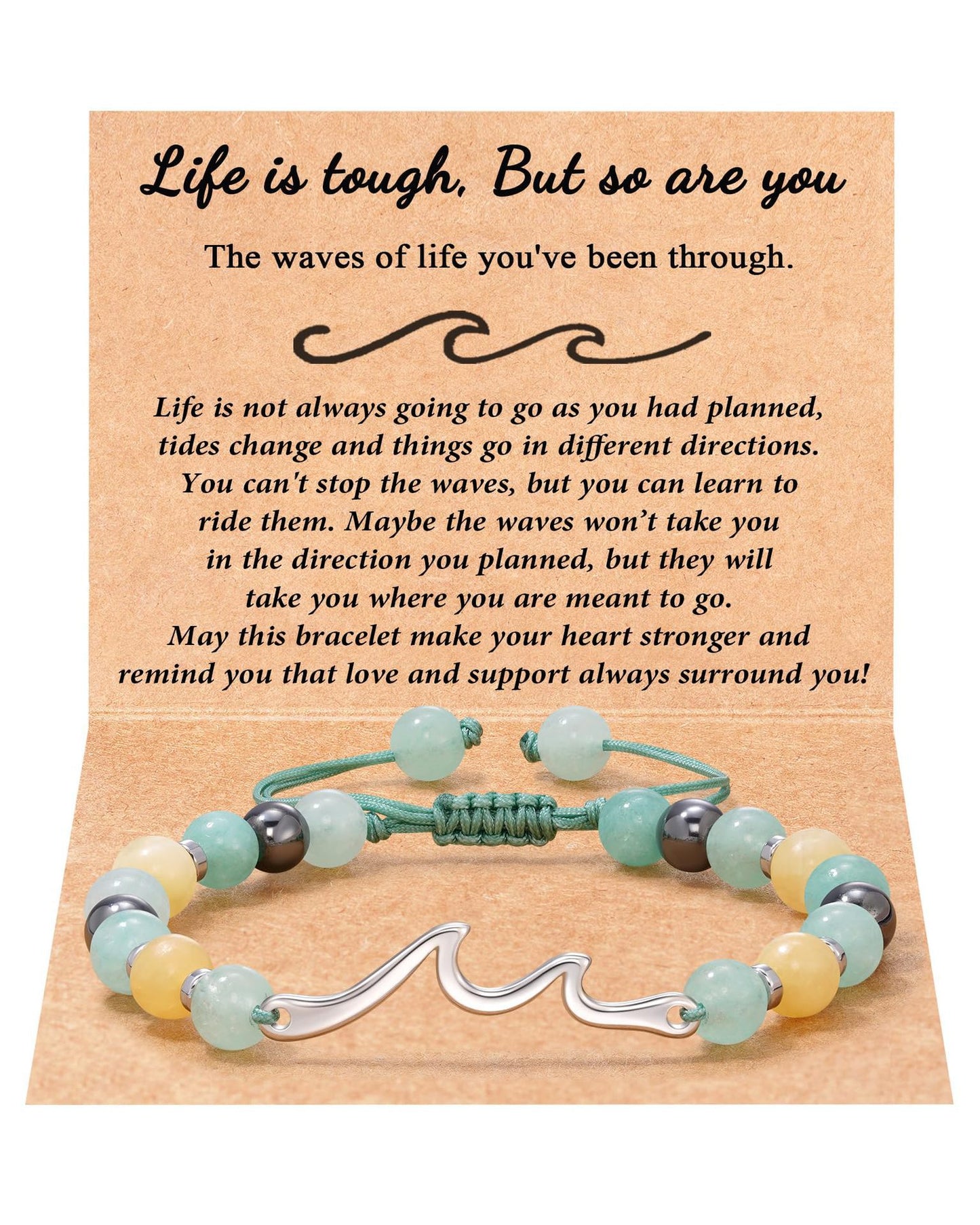 Handmade Woven Stainless Steel Beaded Bracelet with Wave Pattern