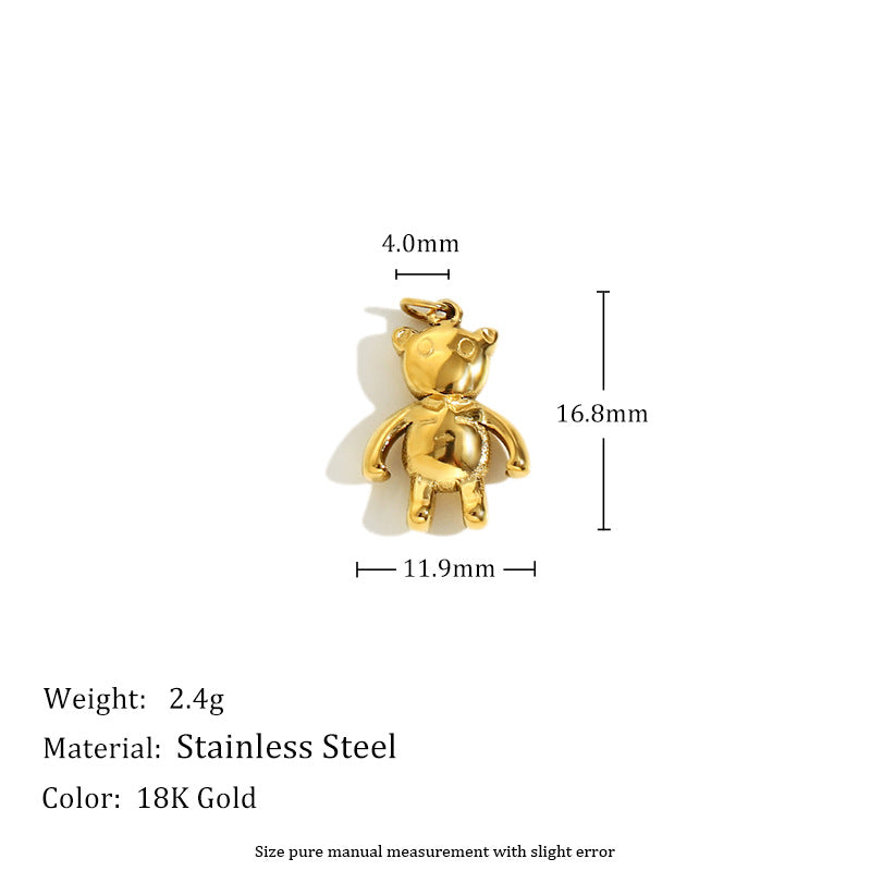 18K Gold Plated Stainless Steel Heart Charm Bar for Women