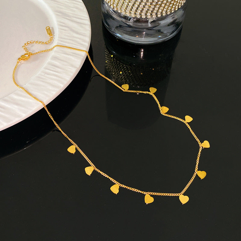 Sweet Sporty Heart Floral Plated Titanium Steel Necklace with Brass Pendant for Women