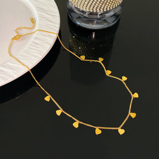 Sweet Sporty Heart Floral Plated Titanium Steel Necklace with Brass Pendant for Women