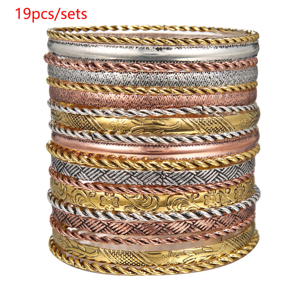 Punk Geometric Round Plated Iron Openwork Mesh Arm Cuff Set for Women