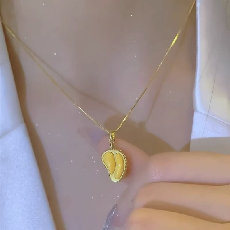 Minimalist Durian Pendant Necklace for Women Titanium Steel Plated Clavicle Chain with Irregular Shape Design