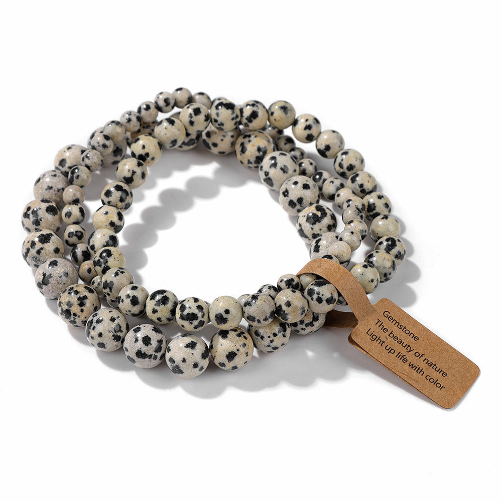 Vintage Minimalist Geometric Stone Beaded Stretch Bracelet Set Unisex Jewelry