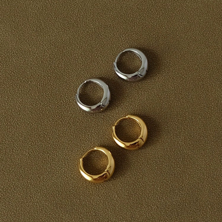Orecchini a Cerchio Minimalisti da Donna in Acciaio al Titanio Stile Francese con Placcatura in Oro e Design a U