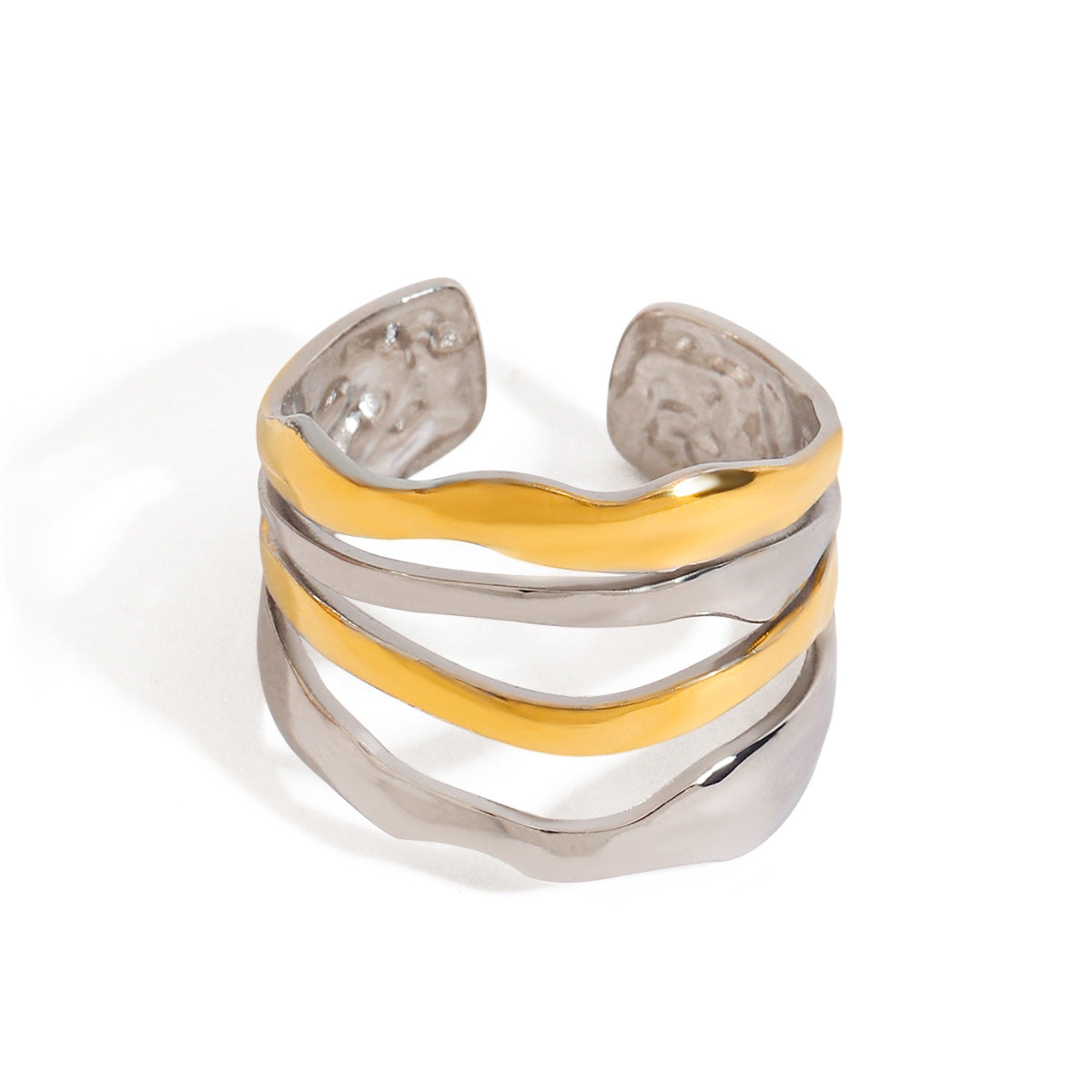 Geometric Plated Stainless Steel Ring for Women