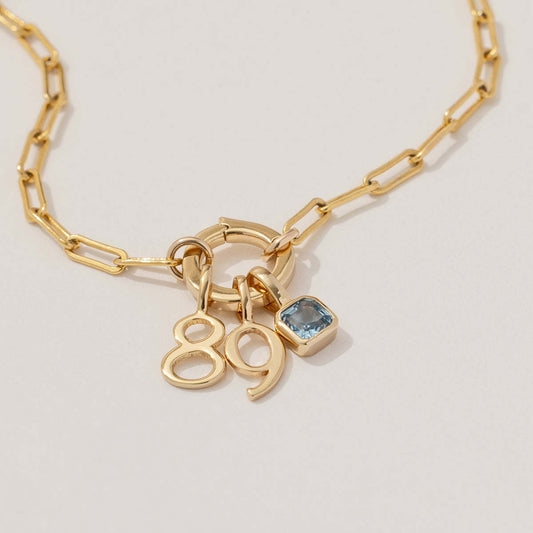 Lucky Angel 18K Gold Plated Square Number Titanium Steel Pendant Necklace for Women