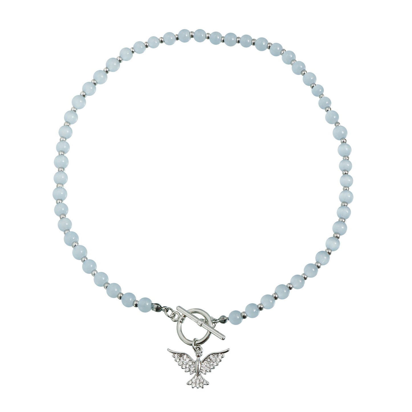 Minimalist Geometric Round Heart Rhinestone Inlay Alloy Beaded Necklace for Women