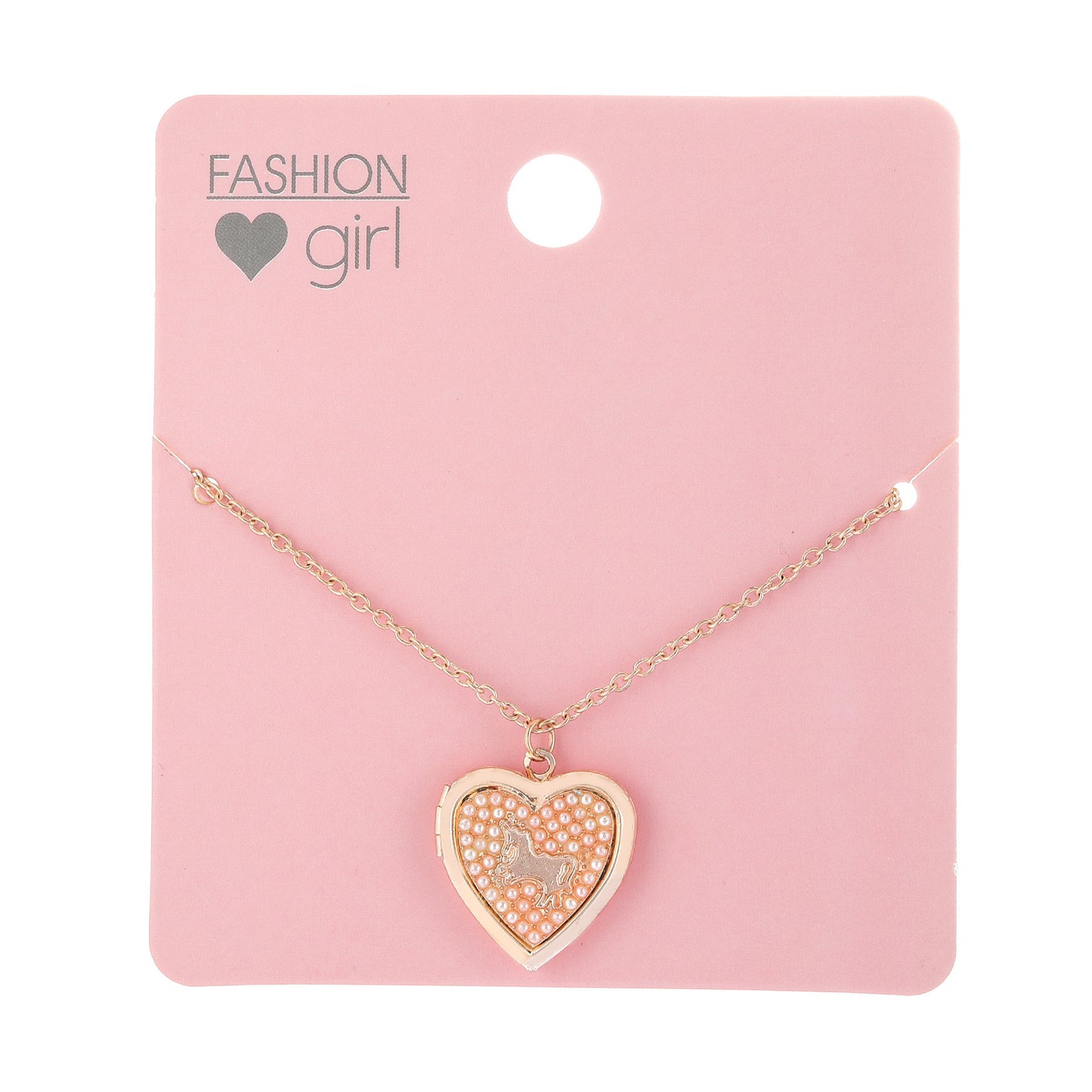 Collar con colgante en forma de corazón estilo dibujo animado para niños, cadena de aleación con incrustaciones de perlas, diseño de relicario que se abre