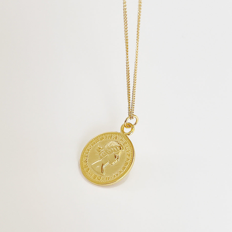 Collana Pendente Luna e Rotonda in Argento Sterling 925 Placcato Oro