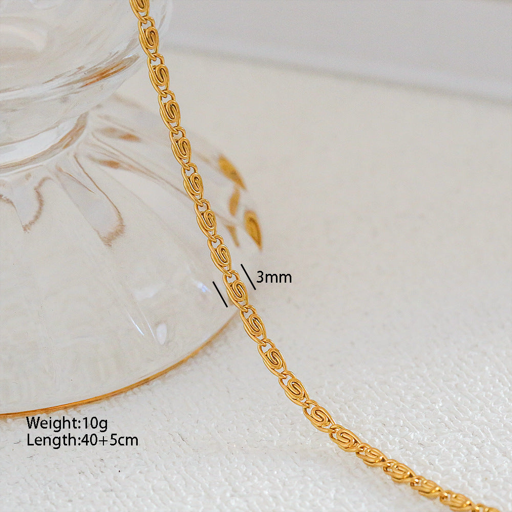 Collana a Catena a Serpente Minimalista in Acciaio Inossidabile da Abbinare Ciondolo in Acciaio al Titanio Design a Cartone Animato a Forma di U Stile Medaglione Unisex