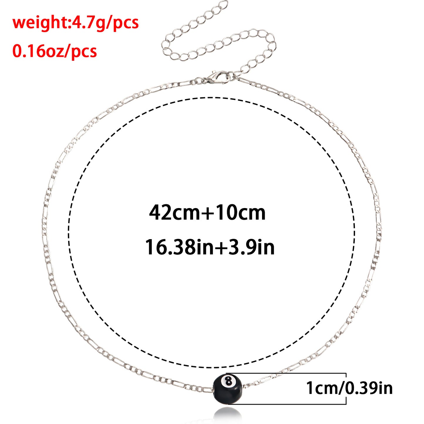 Minimalist Geometric Black 8 Billiard Ball Pendant Necklace for Women Alloy Chain with Electroplating Finish
