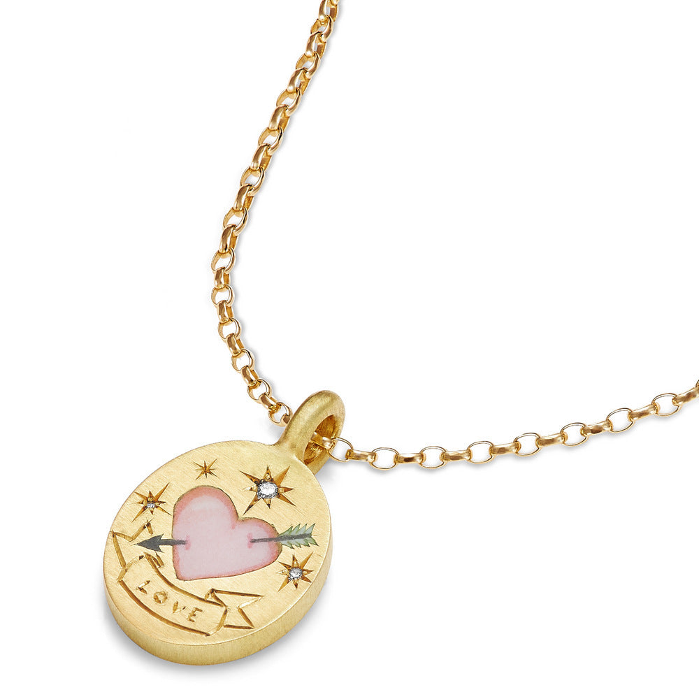 Personalized Floral Heart Pendant Necklace in Stainless Steel with Titanium Steel Pendant and Electroplated Finish