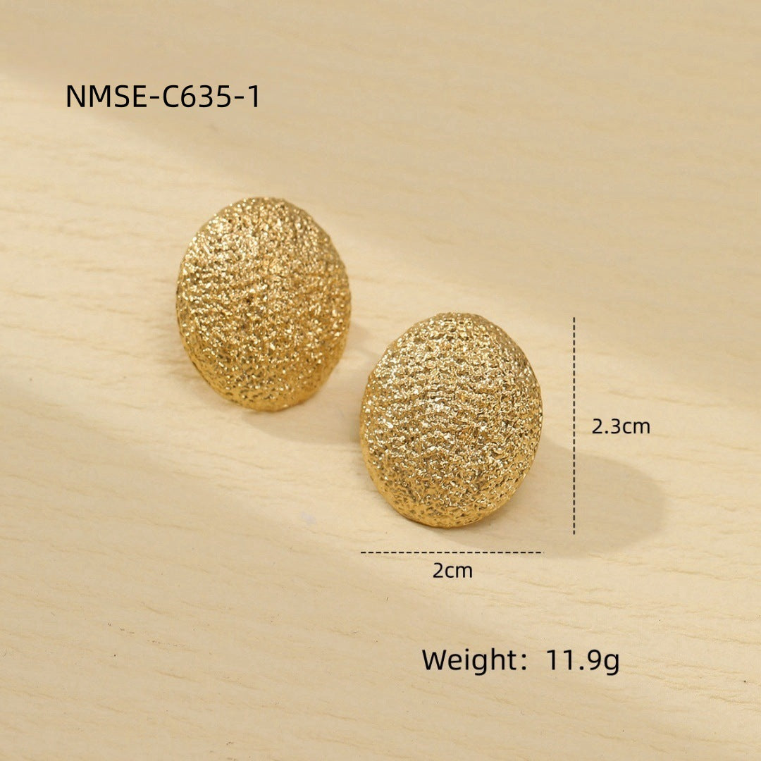Pendientes de titanio de acero inoxidable con acabado mate, pendientes de mujer a la moda, joyería de acero inoxidable de lujo con superficie chapada