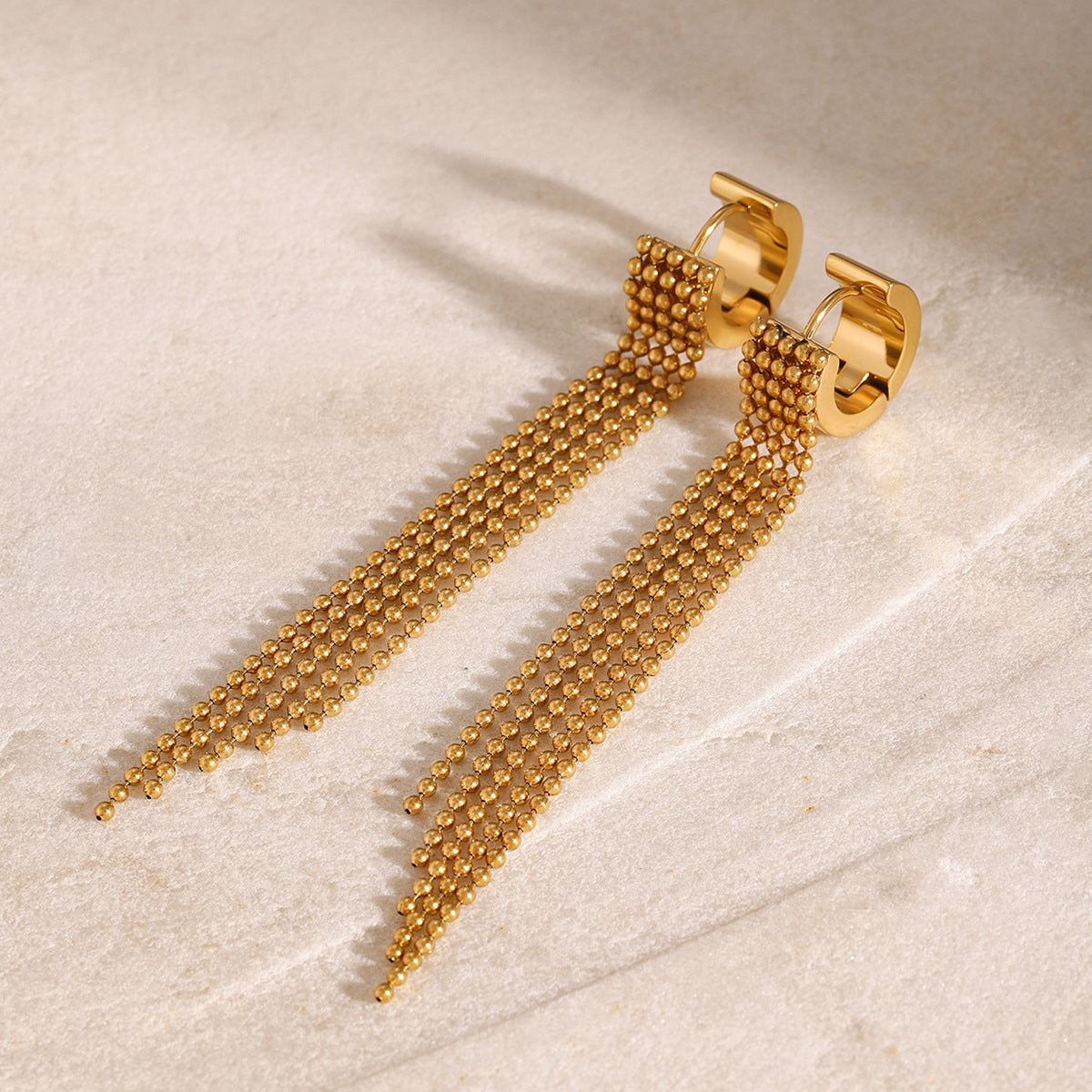 Pendientes colgantes geométricos de acero inoxidable con acabado chapado para mujer, joyería minimalista de moda