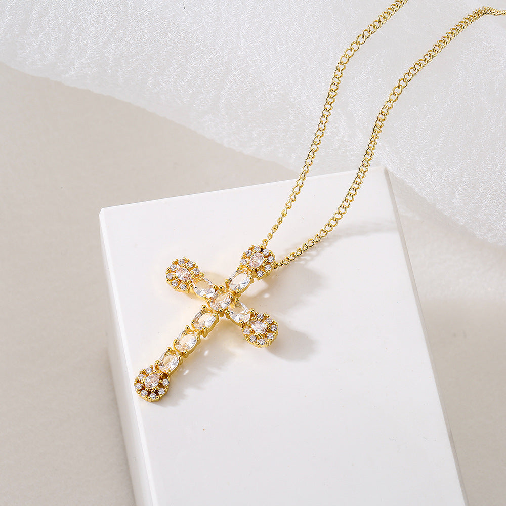 Minimalist Geometric Pendant Necklace for Women in Copper with Micro-Pave Setting