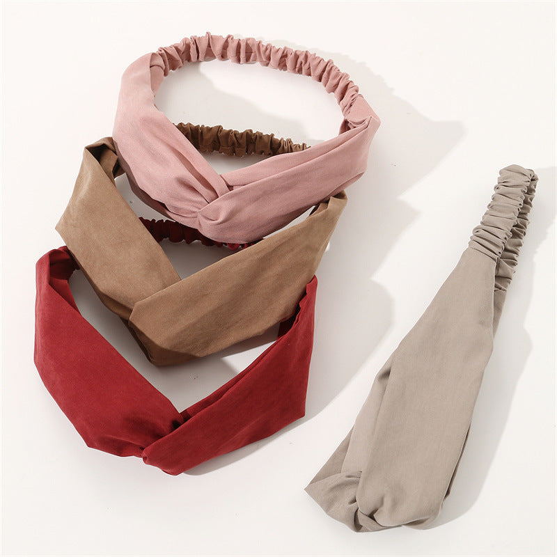 Simpatico set di cerchietti per capelli a forma di U in raso per bambini – Collezione di fasce morbide ed elastiche con design a croce per lavaggio e trucco