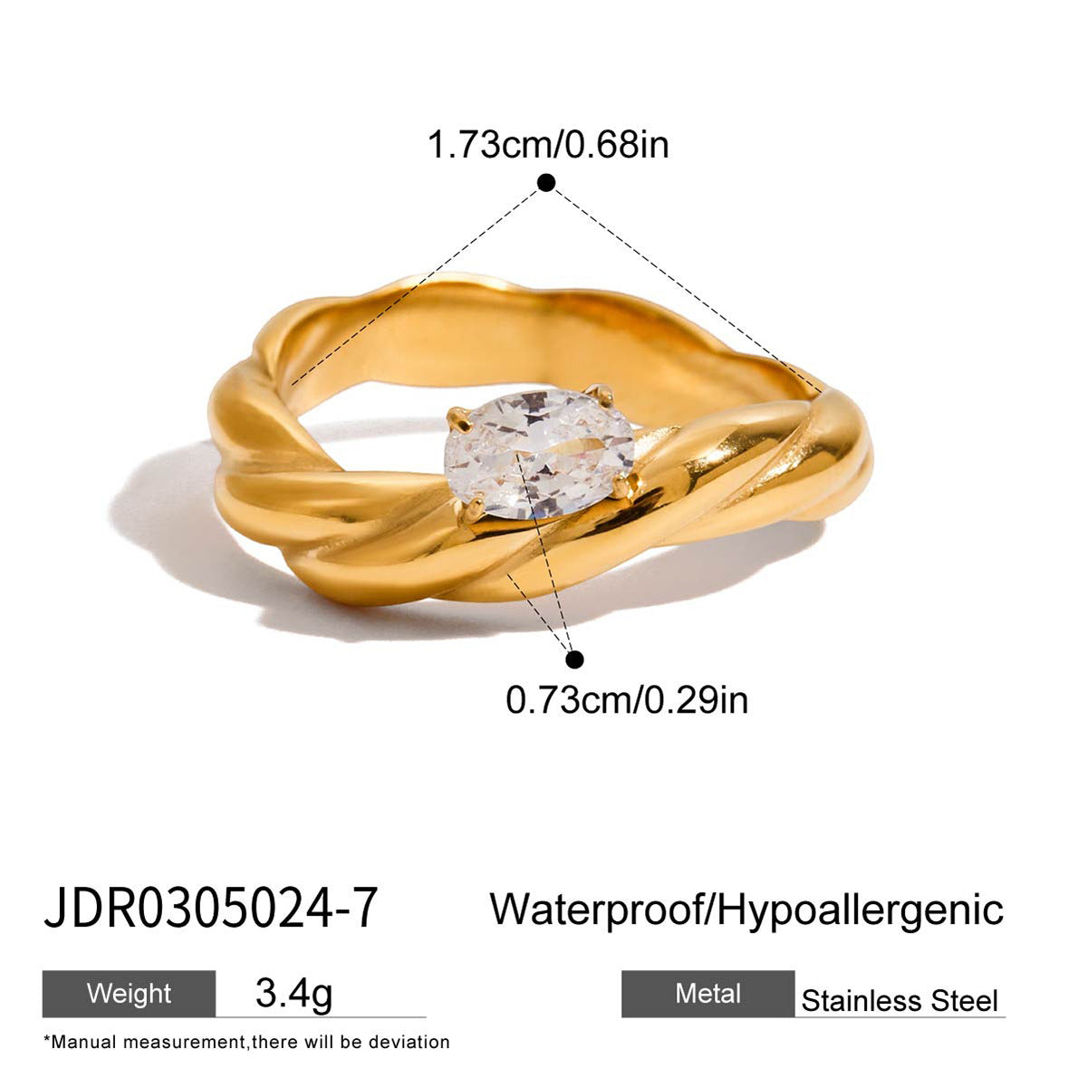Anello geometrico in acciaio al titanio con intarsio in zircone placcato da donna, gioielli minimalisti alla moda