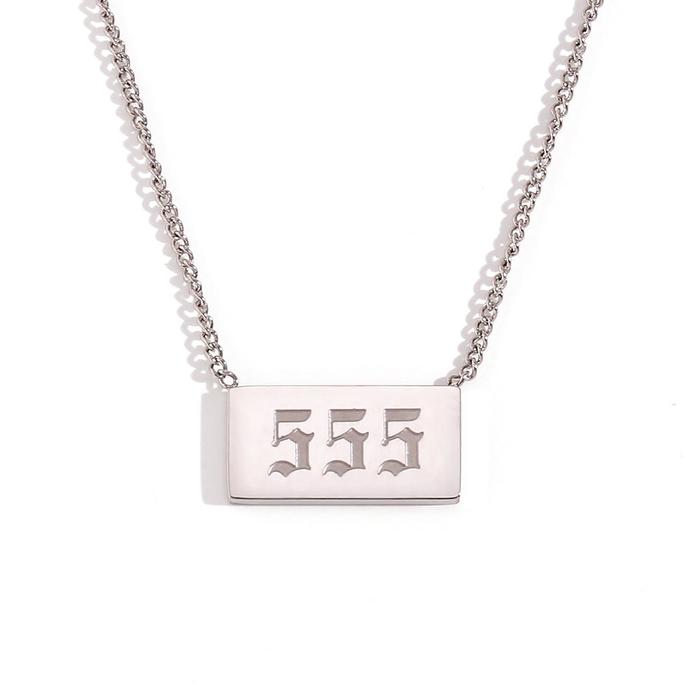 Minimalist Geometric Number Pendant Necklace for Women in Stainless Steel with Plated Finish