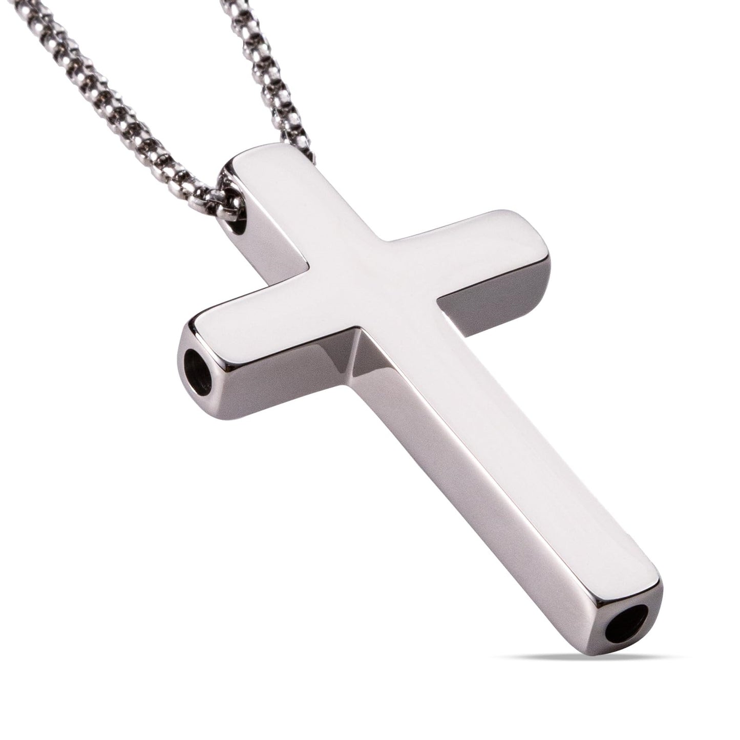 Stainless Steel Cross Pendant Necklace with Titanium Steel Charm for Aromatherapy Inhalation Stress Relief Mindfulness Breathing