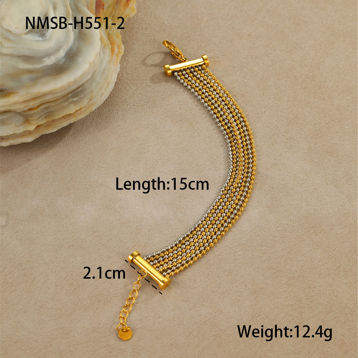 Fashionable Geometric Stainless Steel Multi-Layer Tassel Bracelet with Plated Finish for Women