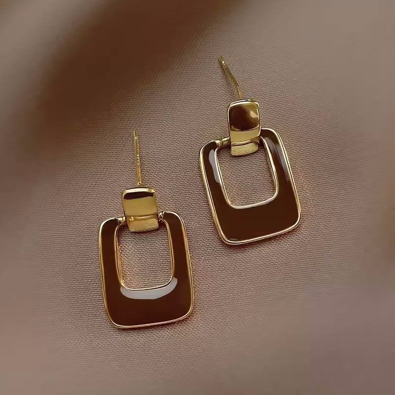 Orecchini vintage in lega placcata con pois quadrati e rotondi per donna