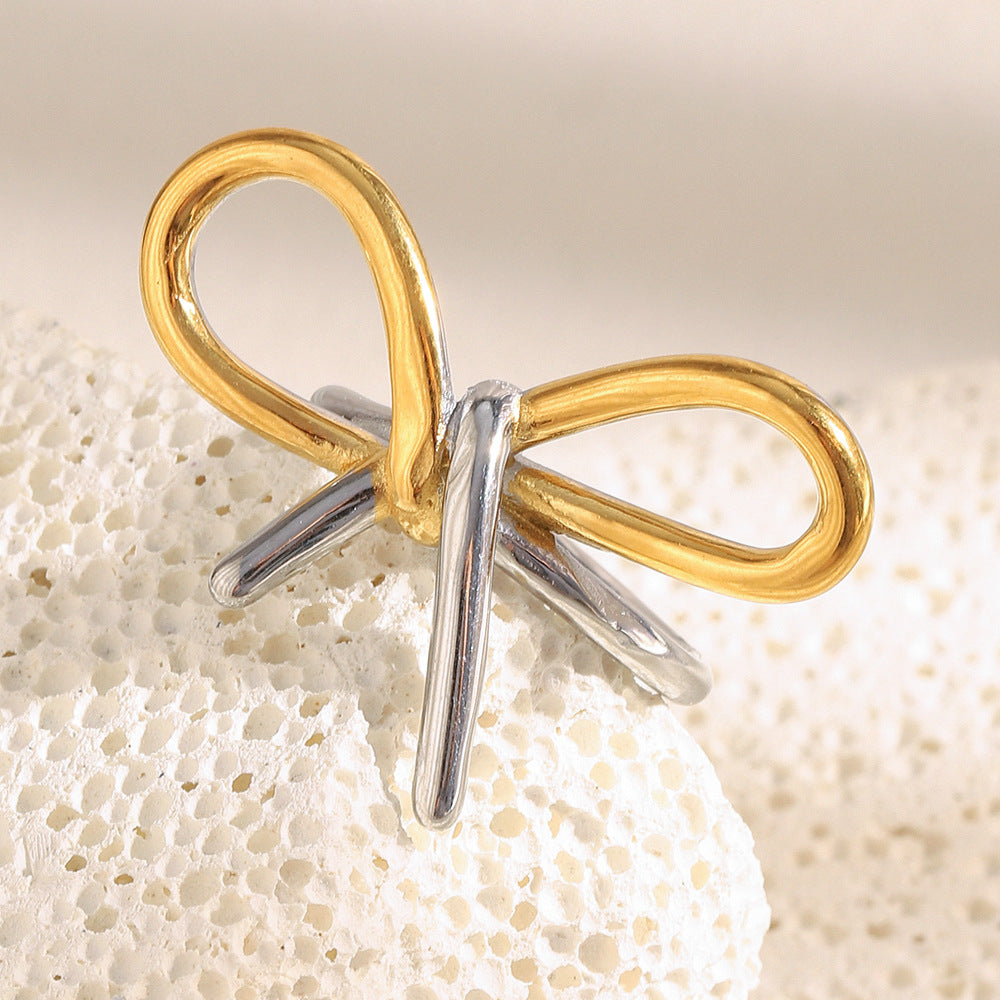 Dolce Anello Minimalista a Farfalla in Acciaio Inossidabile Placcato Oro 18K da Donna