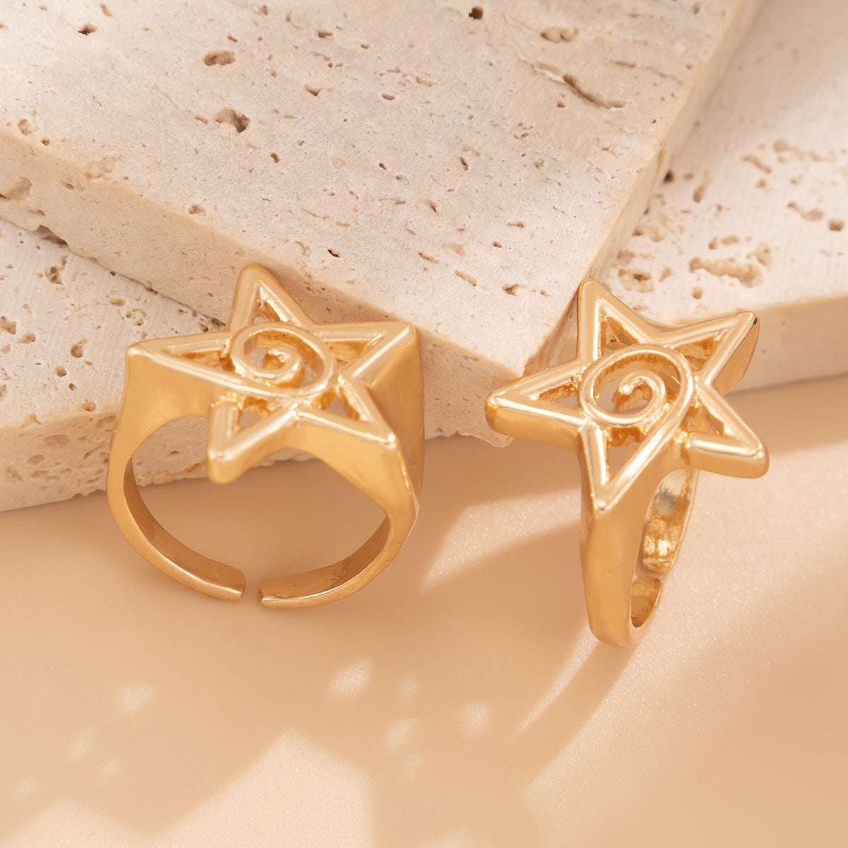 Elegant Star Heart Shaped Alloy Plated Ring Set for Women