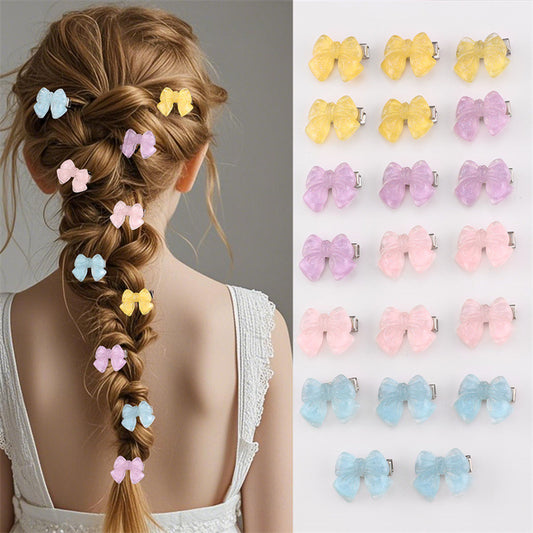 Set de Pasadores de Resina con Forma de Lazo Estilo Natural para Niñas con Detalles de Volantes y Malla Pinzas de Pelo de Pico de Pato Colección Princesa