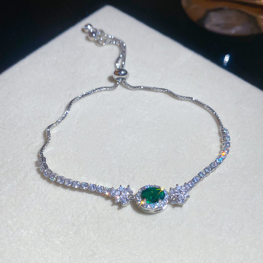 Pulsera de circonita ovalada geométrica de lujo ligero para mujer, pulsera informal minimalista de moda