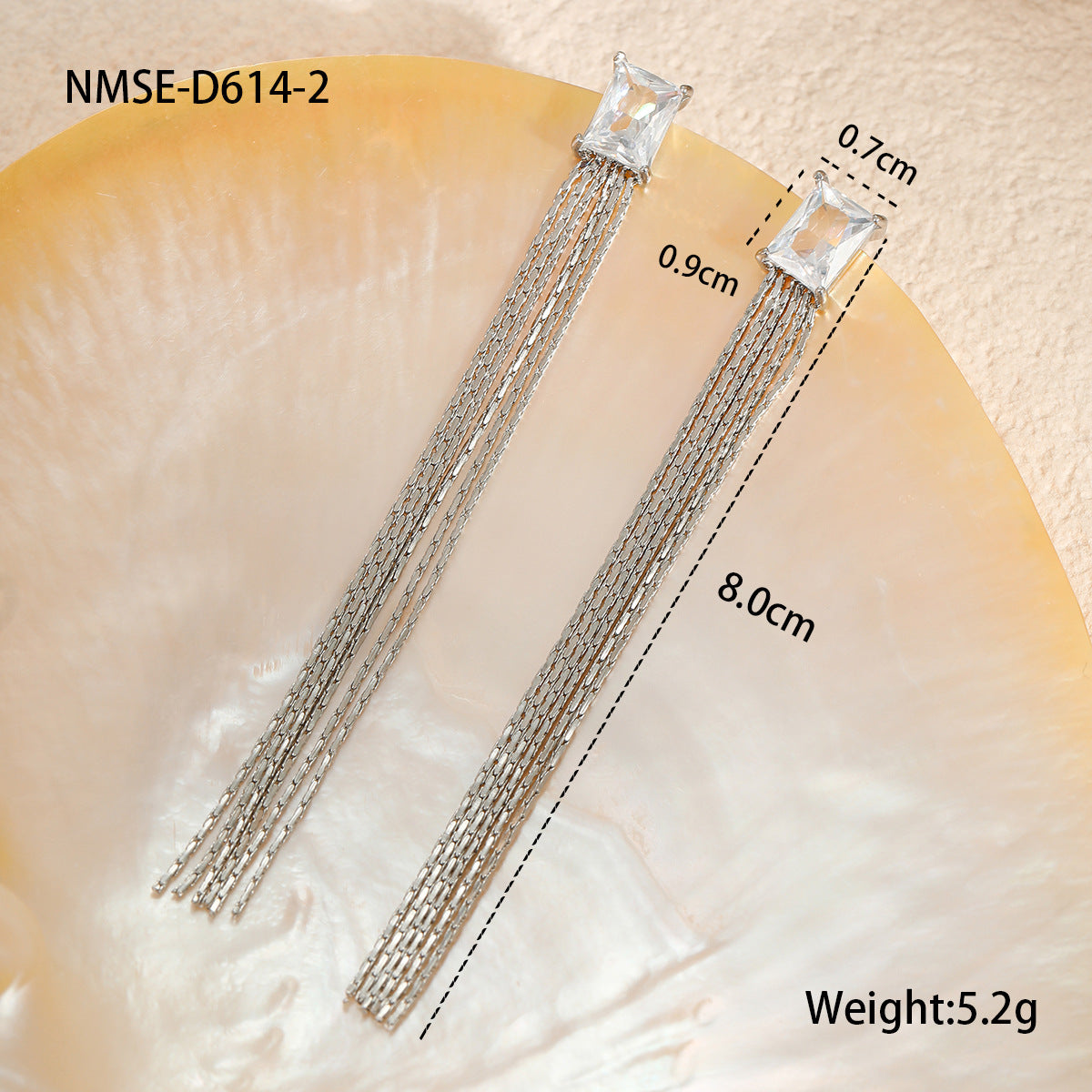 Minimalist Geometric Tassel Earrings with Zircon Inlay in Stainless Steel for Women