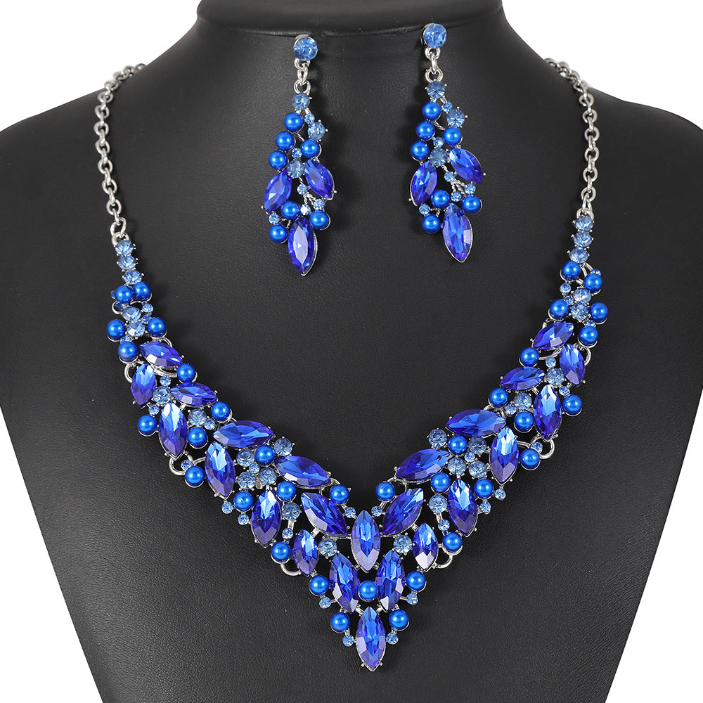 Elegant Alloy Necklace and Earrings Set with Heart Teardrop Bell Pendant, Wheat and Leaf Motifs, Plated Finish for Women