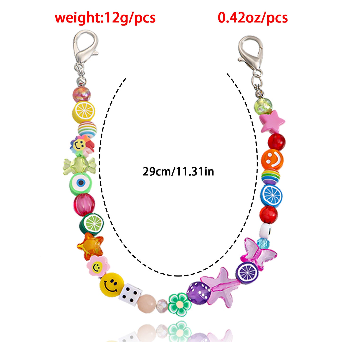 Rustic Style Geometric Alloy Anklet for Women with Color-Blocking Mixed Elements and Fruit Motifs