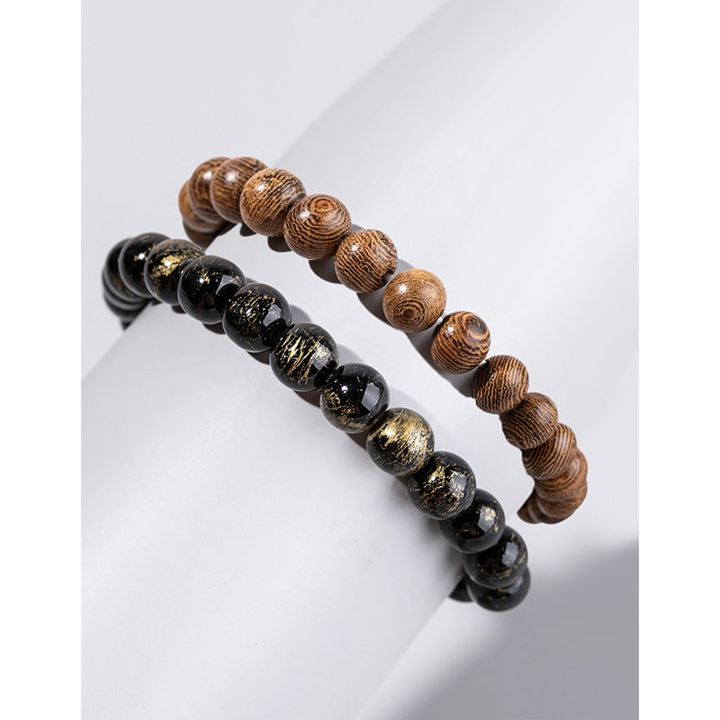 Minimalist Heart Agate Plated Bracelet Set for Unisex