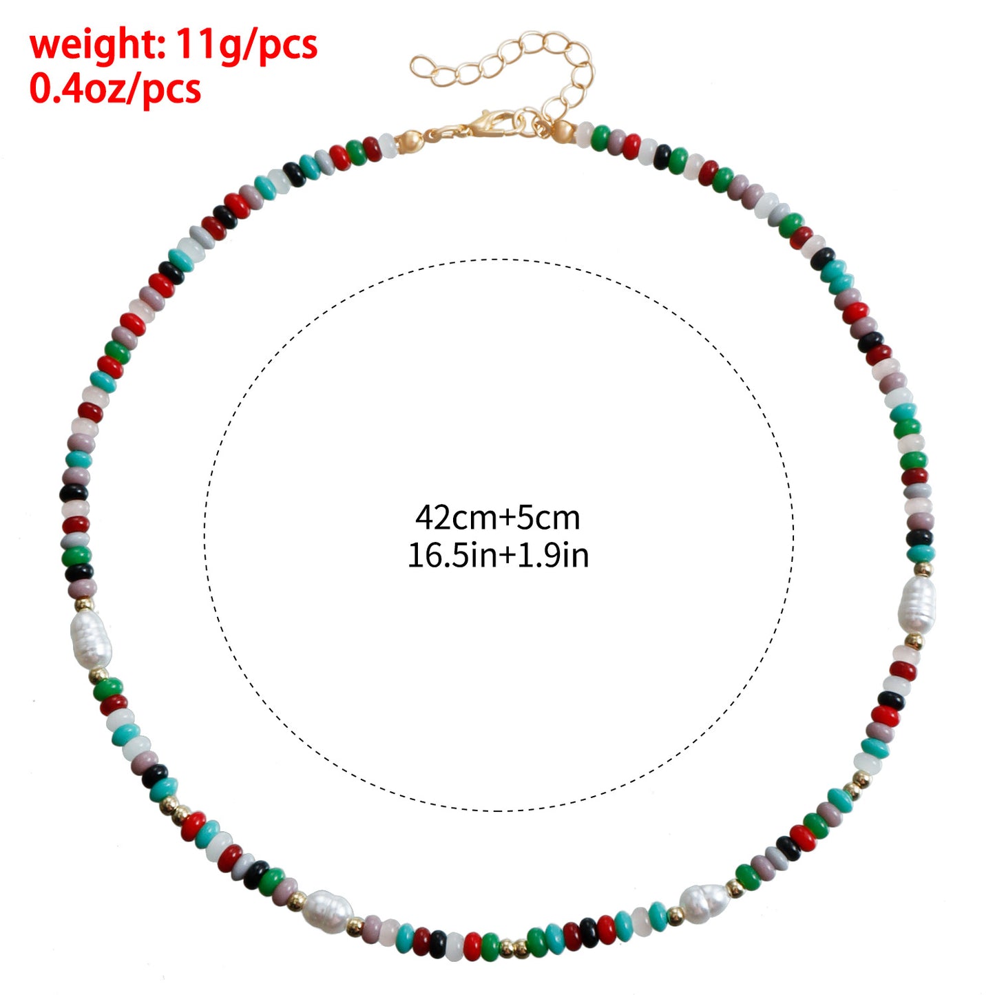 Gargantilla de cuentas de colores con perlas, estilo dopamina, para mujer, con diseño geométrico y colgante de aleación galvanizado